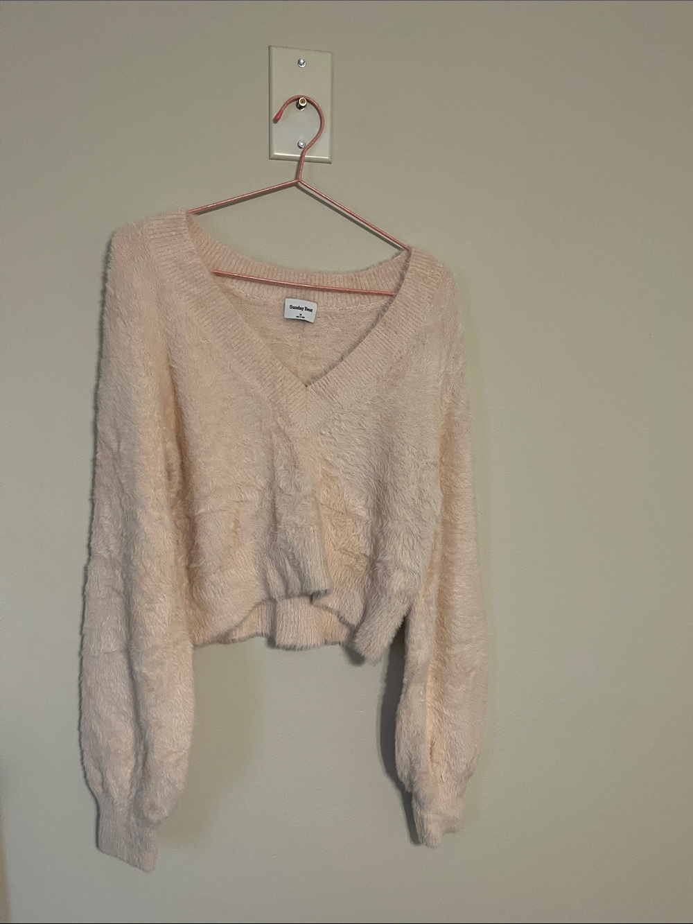Aritzia Kitten V-Neck Sweater in Blush Pink